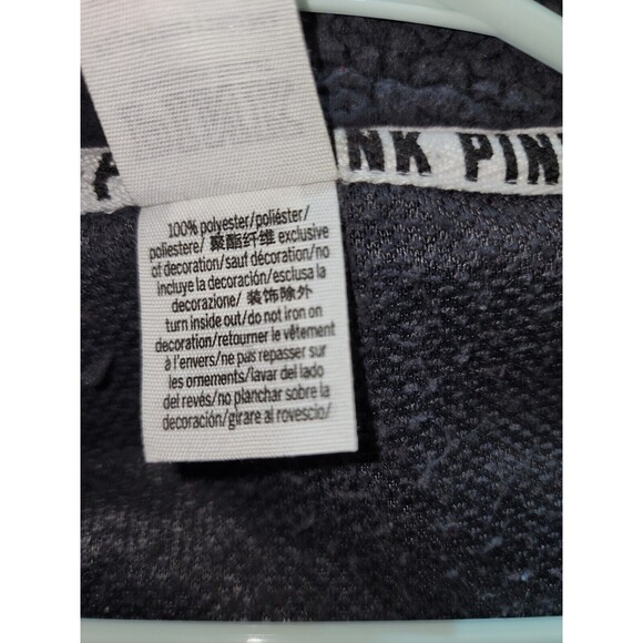 Victoria's Secret PINK Teddy Bear Gray Sherpa Women XS Sweater 1/4 Zip Pullover - Picture 6 of 11
